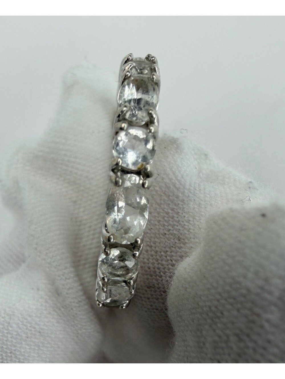 925 Sterling Silver Eternity Band Ring Size 7 White CZ Moissanite Wedding